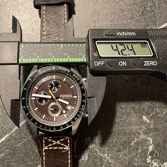Fossil Mens Tachymeter Chronograph Watch with Brown Leather Band - New Battery - Picture 4 of 5